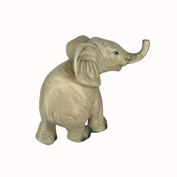 Vintage Ceramic Miniature Elephant with Tusks Figurine Handmade In Mexico - Picture 4 of 6